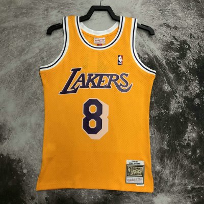 NBA 8 Kobe Bryant Lakers 1996-97 Maillot Retro jaune imprimé